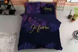 Detexpol Komplet pościeli Liście Palmy Fiolet 220x200cm bawełna