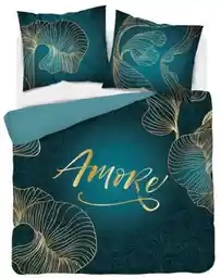 Detexpol Pościel bawełniana 160x200 Amore turkusowa złota liście 4327 A Holland 29