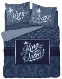 Detexpol Pościel bawełniana 160x200 King and Queen Król i Królowa granatowa 3756 A Holland 78