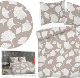 Detexpol Pościel bawełniana 220x200 Bawełna 32 beżowa biała liście miłorzębu