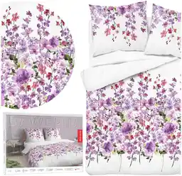 Detexpol Pościel bawełniana 220x200 Bawełna 48 biała fioletowa kwiatki