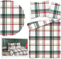Detexpol Pościel bawełniana 220x200 biała czerwona zielona kratka 5255 A Bawełna 32