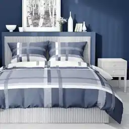 Detexpol Pościel bawełniana 220x200 kratka niebieska biała 4695 B Bawełna 37