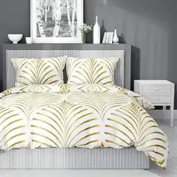 Detexpol Pościel bawełniana 220x200 Liście biała złota 4694 A bawełna 40