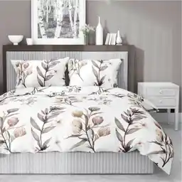 Detexpol Pościel satynowa 140x200 4770 B biała gałązki kwiaty Home Satin 54