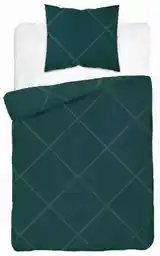 Detexpol Pościel satynowa 140x200 4774 A ciemna zielona kwadraty wzór geometryczny Home Satin 54