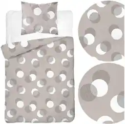 Detexpol Pościel satynowa 140x200 beżowa kółka z jedną poszewką 4921 A Home Satin 81