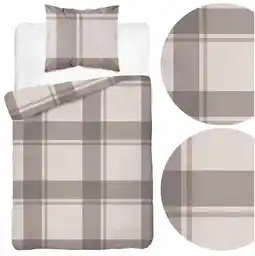 Detexpol Pościel satynowa 140x200 Home Satin 41 beżowa w kratkę