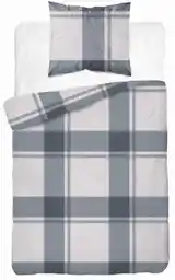 Detexpol Pościel satynowa 140x200 Home Satin 41 szara beżowa kratka