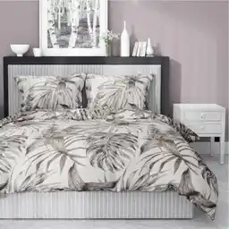Detexpol Pościel satynowa 140x200 Home Satin 54 beżowa liście