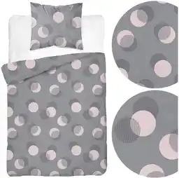 Detexpol Pościel satynowa 140x200 Home Satin 81 szara kółka