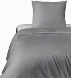 Detexpol Pościel satynowa 140x200 szara jasna z lamówką z jedną poszewką Mako Satin 62