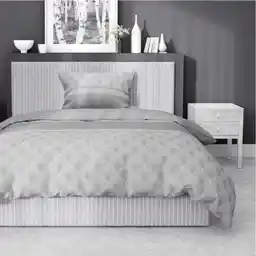 Detexpol Pościel satynowa 140x200 szara liście z jedną poszewką 4924 A Home Satin 81
