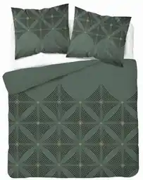 Detexpol Pościel satynowa 160x200 butelkowa zielona geometryczna Home Satin 71