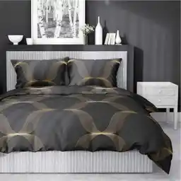 Detexpol Pościel satynowa 160x200 Home Satin 11 czarna złota ornamenty