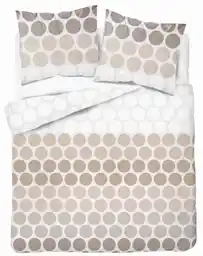 Detexpol Pościel satynowa 160x200 Home Satin 71 biała w beżowe grochy