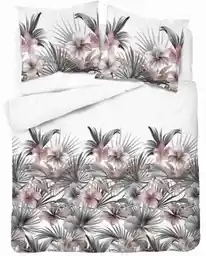 Detexpol Pościel satynowa 160x200 Home Satin 71 Biała w kwiaty i liście