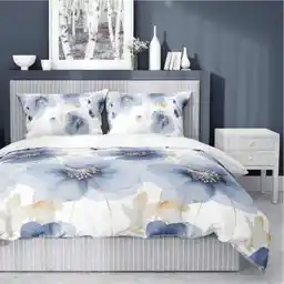 Detexpol Pościel satynowa 180x200 Biała w niebieskie kwiaty 4817 A Home Satin 58