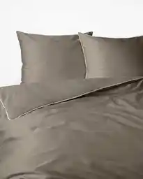 Detexpol Pościel satynowa 180x200 taupe z lamówką Mako Satin 62