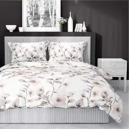 Detexpol Pościel satynowa 220x200 biała miętowa kwiaty 4915 A Home Satin 80
