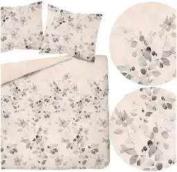 Detexpol Pościel satynowa 220x200 Home Satin 11 kremowa beżowa jasna liście