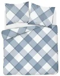 Detexpol Pościel satynowa 220x200 Home Satin 126 niebieska biała kratka