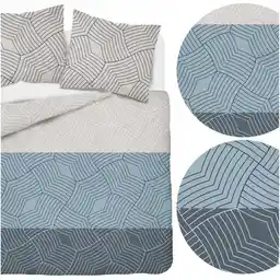 Detexpol Pościel satynowa 220x200 Home Satin 27 szara niebieska geometryczna