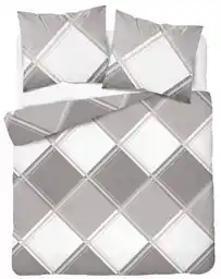 Detexpol Pościel satynowa 220x200 Home Satin 400 beżowa biała kratka