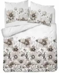 Detexpol Pościel satynowa 220x200 Home Satin 81 biała beżowa kwiaty