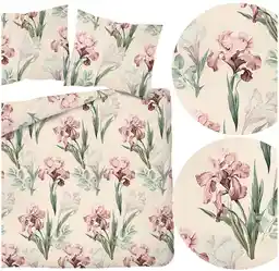 Detexpol Pościel satynowa 220x200 kremowa różowa zielona kwiaty 5089 A Home Satin 11