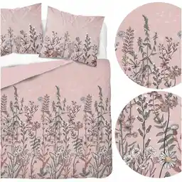 Detexpol Pościel satynowa 220x200 różowa zielona kwiaty 5060B Home Satin 27