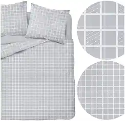 Detexpol pościel satynowa 220x200 szara krata Home Satin 58