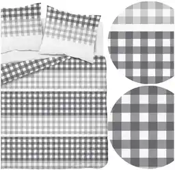 Detexpol Pościel satynowa 220x200 szara kratka A Home Satin 80