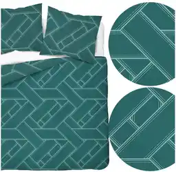Detexpol Pościel satynowa 220x200 turkusowa geometria 4911 A Home Satin 80