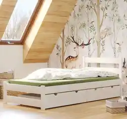 Elior Białe młodzieżowe łóżko pojedyncze z 2 szufladami - Doria 4X 200x90 cm