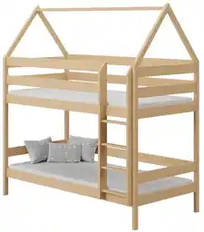 Elior Skandynawskie łóżko piętrowe domek z naturalnego drewna, sosna - Delisa 3X 180x90 cm