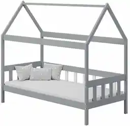 Elior Szare łóżko domek dla dziecka plus materac - Laros 3X 190x90 cm