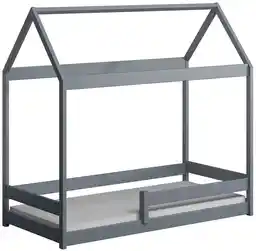 Elior Szare pojedyncze łóżko dla dziecka w kształcie domku - Kiders 200x90 cm
