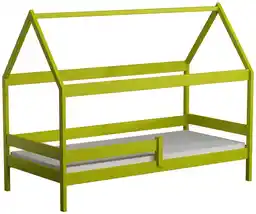 Elior Zielone łóżko domek z drewna z materacem - Cubis 3X 200x90 cm