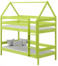 Elior Zielone łóżko piętrowe domek dla 2 dzieci z materacami - Delisa 3X 190x80 cm