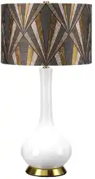 Elstead Lampa stołowa Milo biała, postarzały mosiądz, abażur kolorowy, model MILO-AB-TL-VOGPB