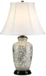 Elstead Lighting lampa stołowa Silverthistle, srebrno-biała, oprawa ceramiczna, elegancki design, model TL