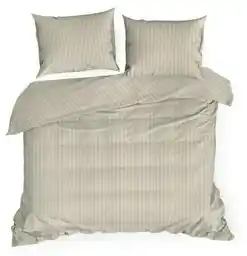 Eurofirany Pościel satynowa 220x200 Vera beżowa prążki adamaszkowa