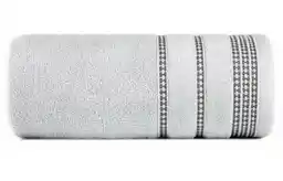 Eurofirany Ręcznik Amanda 30x50 cm srebrny, ozdobna bordiura w pasy, frotte 500 g/m2