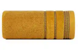 Eurofirany Ręcznik Amanda 50x90 cm musztardowy ozdobna bordiura pasy frotte 500 g/m2