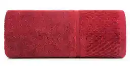 Eurofirany Ręcznik z welurową bordiurą o ryżowej fakturze 50x90cm czerwony
