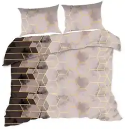 Pościel bawełniana 160x200 geometria beżowa brązowa 1537N Classic