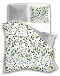 Faro Pościel bawełniana 160x200 Fashion 23 biała zielona szara listki gałązki