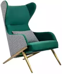 Fotel Hampton Velvet zielony pepitka King Home