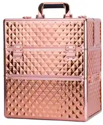 Gnb-lab Kuferek kosmetyczny XXL dwuczęściowy na lampę frezarkę Diamond 3D rose gold bez kratki